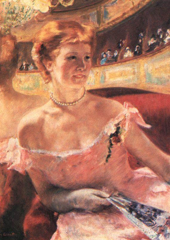 Mary Cassatt Lydia in a Loge Wearing a Pearl Necklace oil painting picture